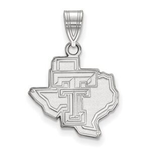 10k White Gold Texas Tech U. Medium Logo Pendant